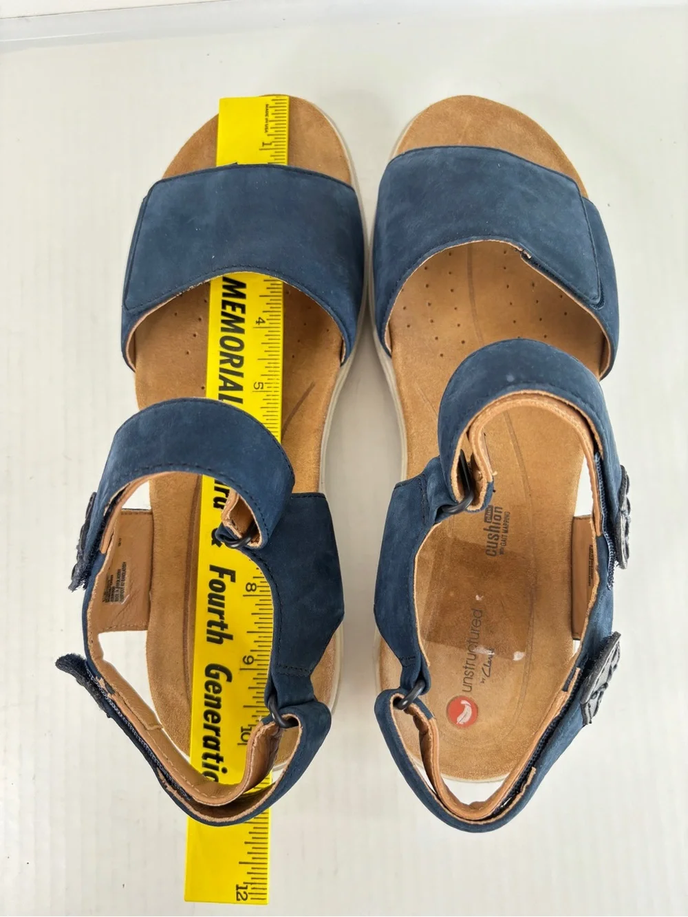 Clarks Un Karely Bay Slingback Comfort Sandals Sz 10 Ankle Strap Adjustable Navy